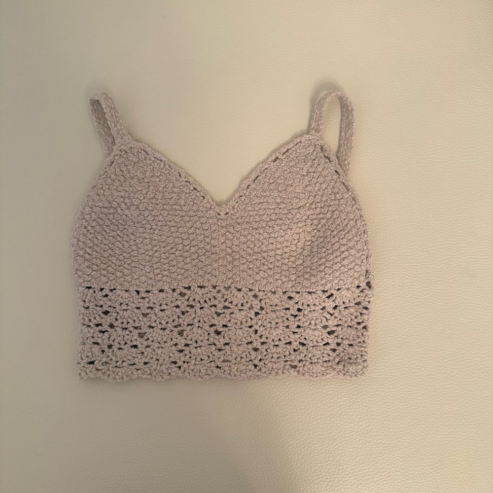 Hollister Beige Crochet Knit Top